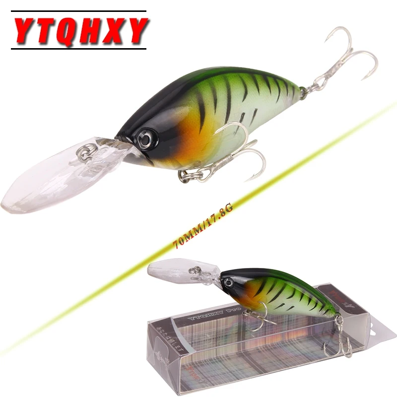 YTQHXY плавающий Глубокий Дайвинг Crankbait рыболовные приманки 17 8 г/70 мм воблеры с 6 #