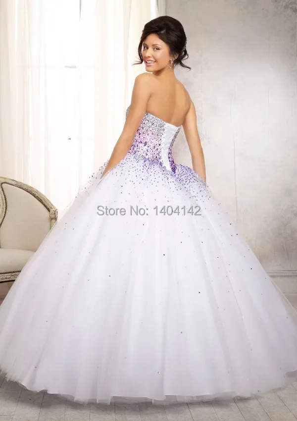 Хороший 2014 сладкие 16 на белый бальное платье длиной до пола милая Quinceanera в течение