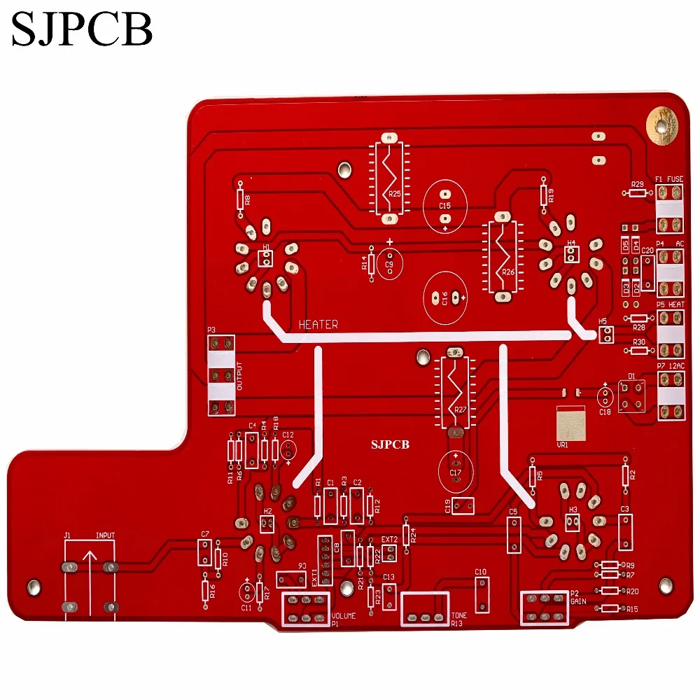 Двухсторонняя красная печатная плата SJPCB металлизированная через отверстия без