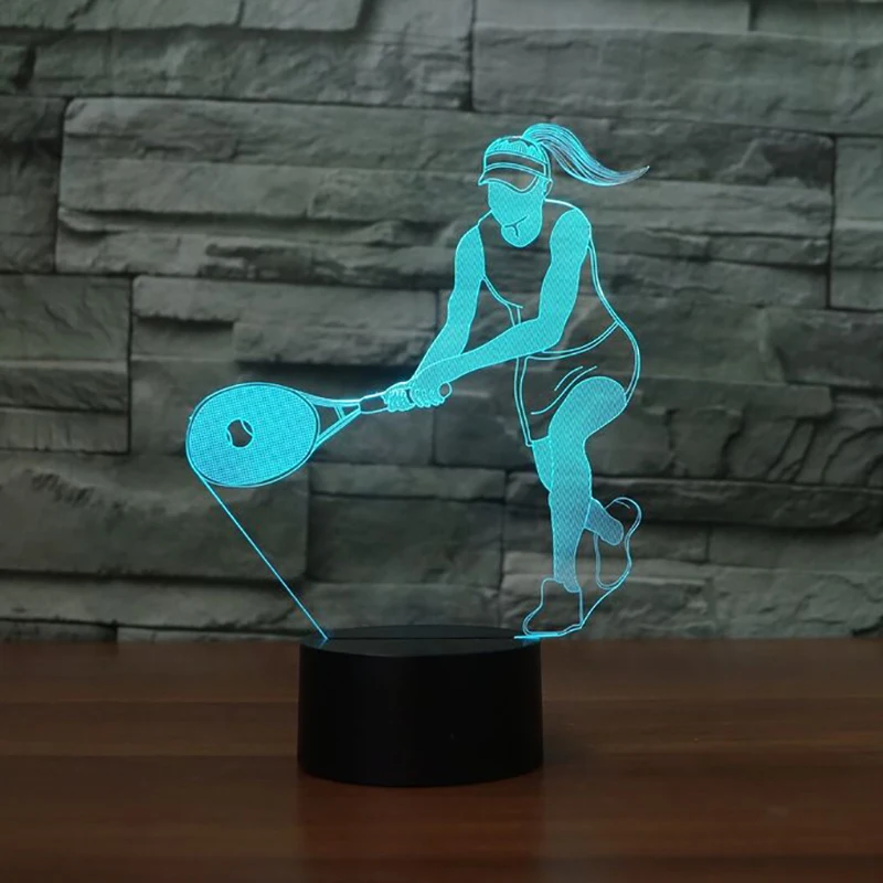 

7 Colors Change Tennis Women LED Night Light Bedroom Decor 3D Desk Table Lamp Creative Party Baby Sleep Light Fixture Kids Gifts