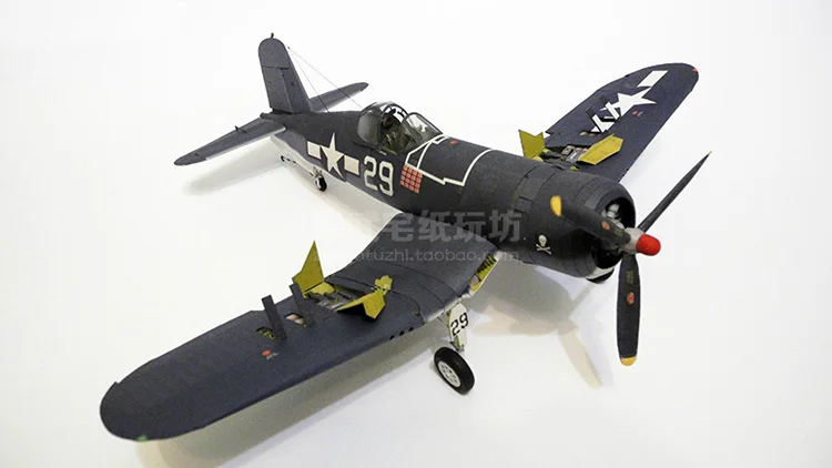 Американский F4U-1A пиратский носитель Бумажная модель в 1:33 авиационная модель армейский особняк DIY