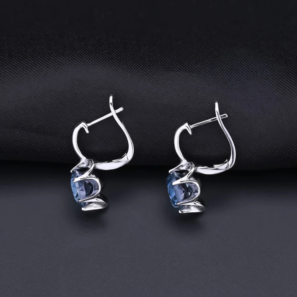 Серьги Клипсы из натурального мистического кварца иолита серебро 925
