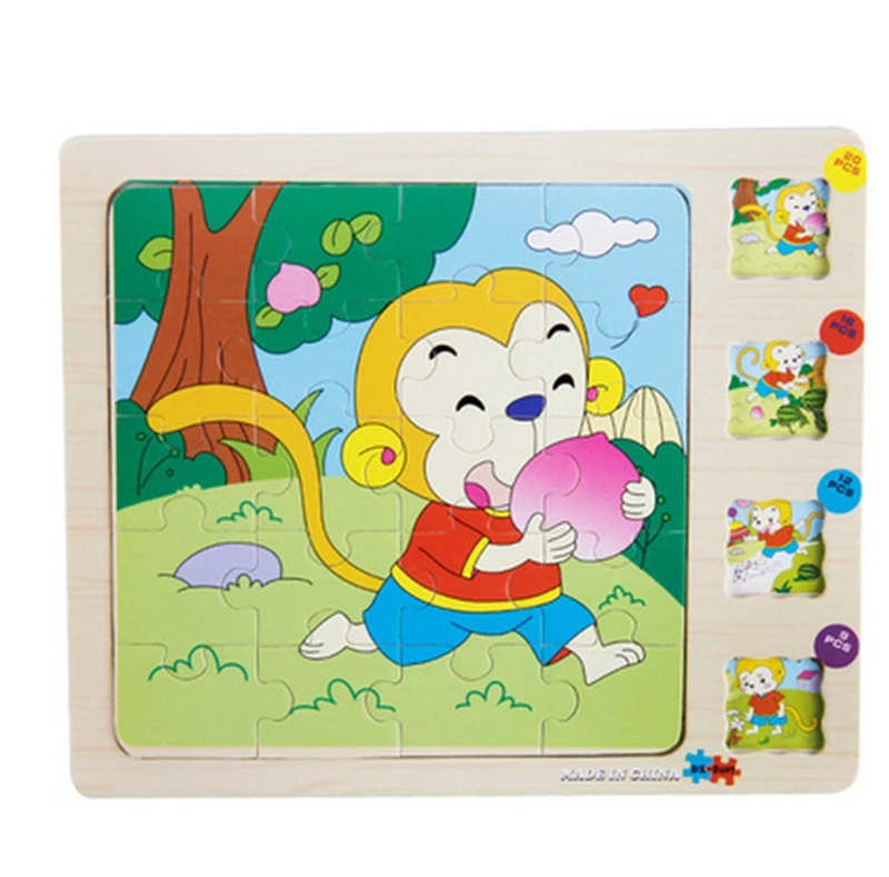 ZMP091-2 Multilayer Story Puzzle Wooden Baby Cognition Puzzles Montessori Wood Animal Puzzle For Children Jigsaw Education Toy Kid Puzzle - Color: ZMP091-2