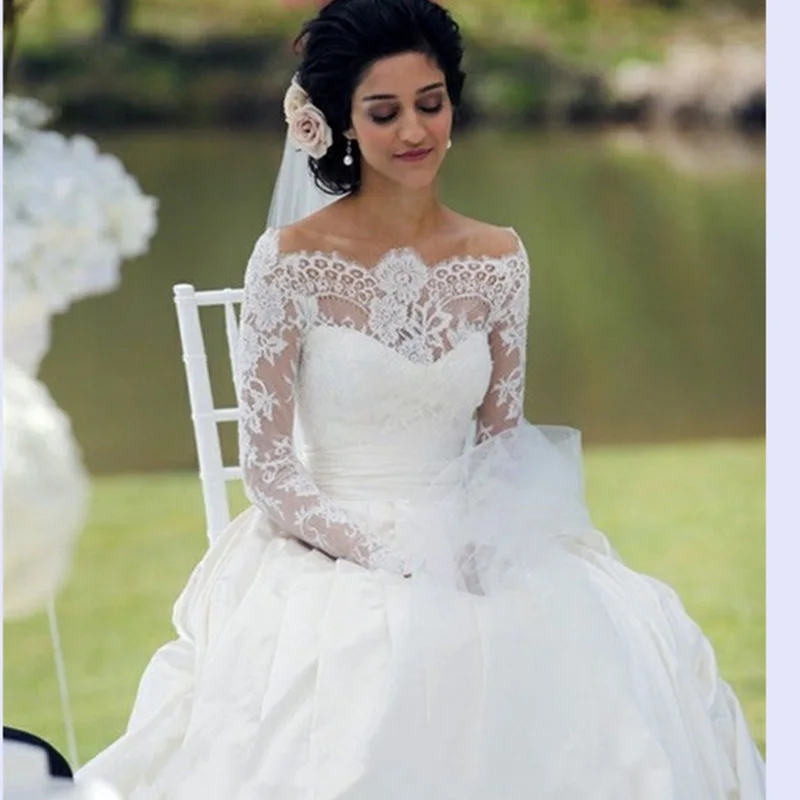 

New Women New Lace Wedding Jacket Wrap Off Shoulder White Ivory Bridal Bolero Long Sleeve Custom Size Jackets