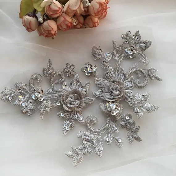 Шампанское 3d Цветочные мотив лиф один кусок сшитые вручную тяжелые бусинки