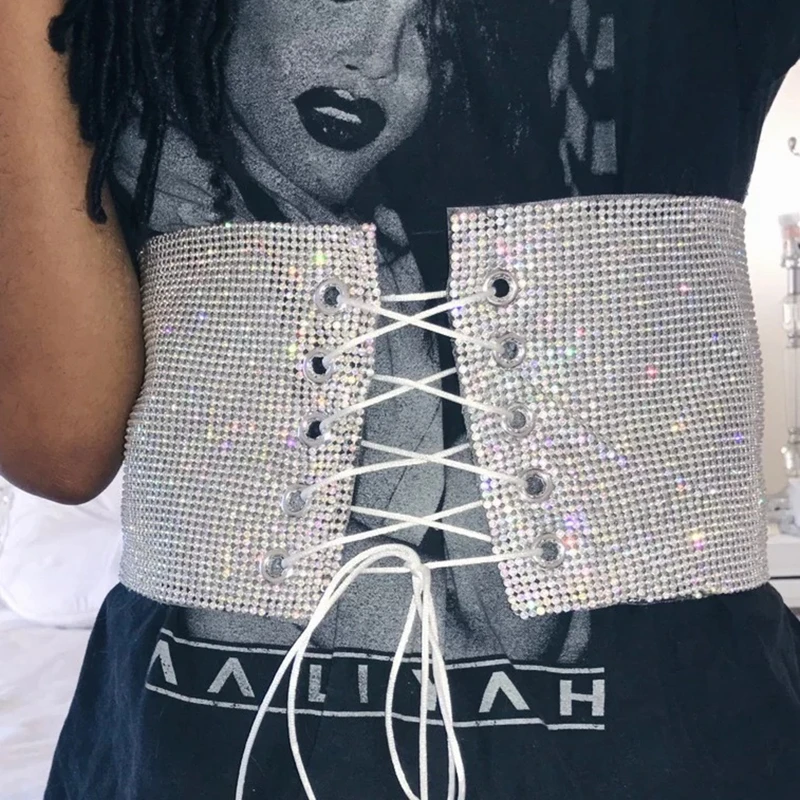 Женский корсет с алмазной талией облегающее бюстье со стразами и металлическими