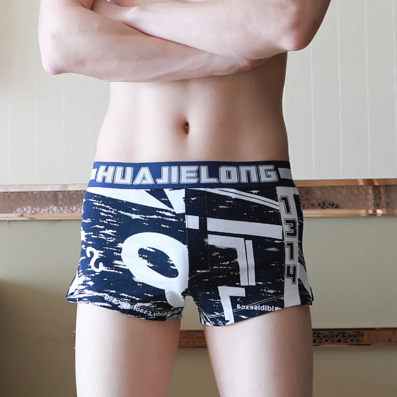 Мужские хлопковые боксеры с принтом нижнее белье U образный выпуклый карман