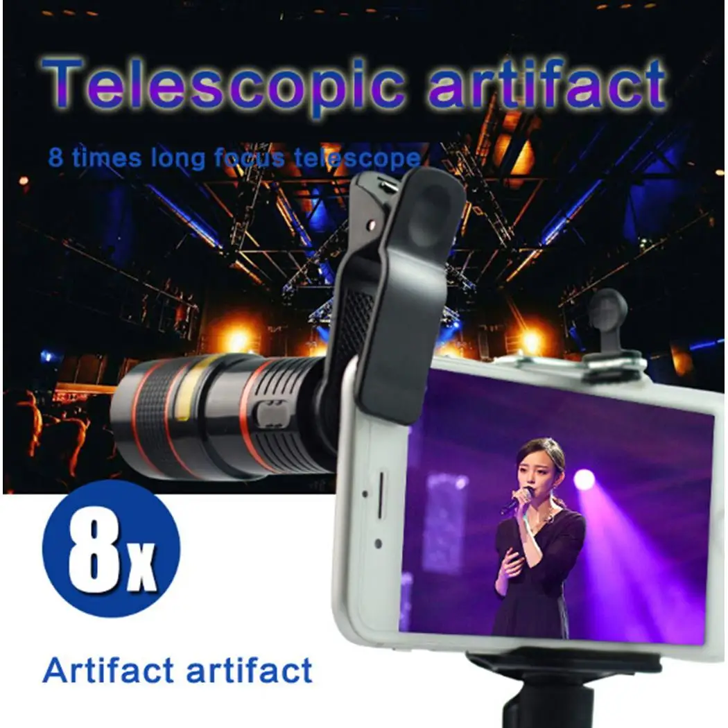 Общий HD 8x оптический телескоп зум клип on для камеры сотового телефона|Объективы