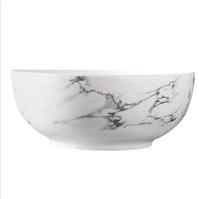 Bowl Японская керамическая миска, белая круглая миска для супа, риса, лапши, керамическая посуда, 8 дюймов, большая миска, миска Ramen, 2 шт - Цвет: Bowl