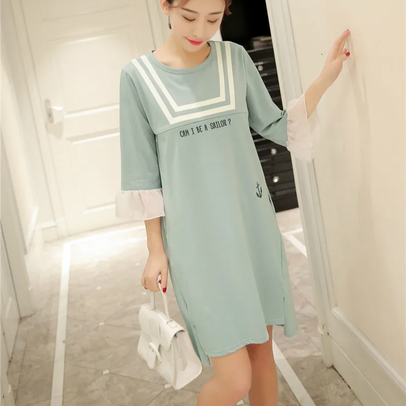 Летние хлопковые платья для беременных Одежда женщин модное милое платье