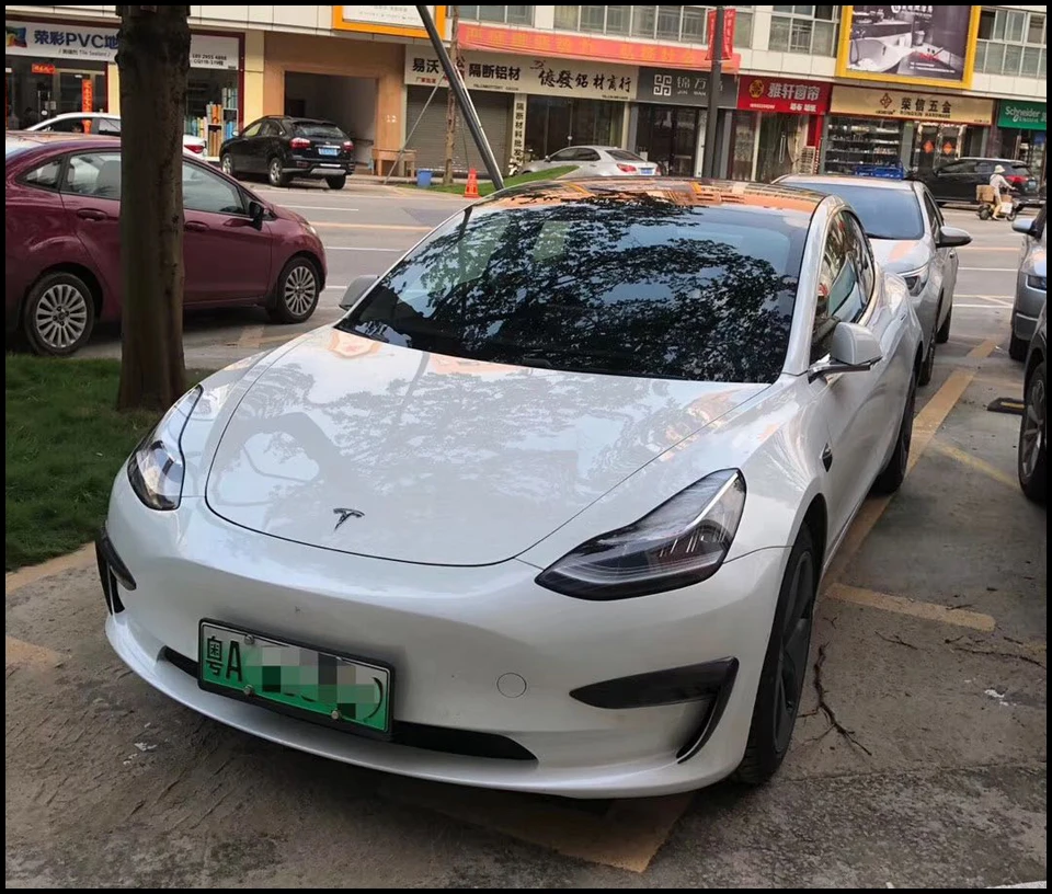 Спортивный стиль из углеродного волокна передний бампер воздушный нож для Tesla модель 3 год Модель 3 передние противотуманные фары декоративные 1 пара