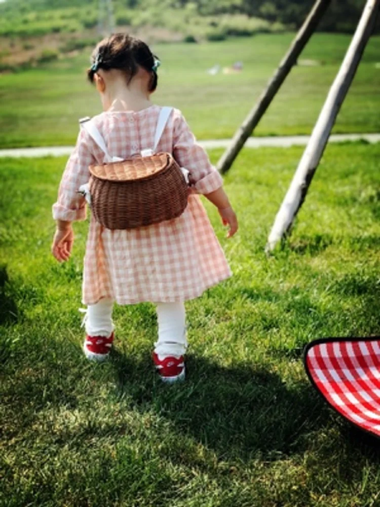 Детский рюкзак корзина ручной работы соломенная сумка через плечо из ротанга