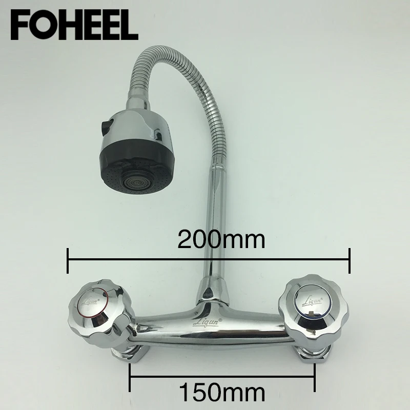 FOHEEL настенный кухонный кран для раковины горячей и холодной воды с двойным