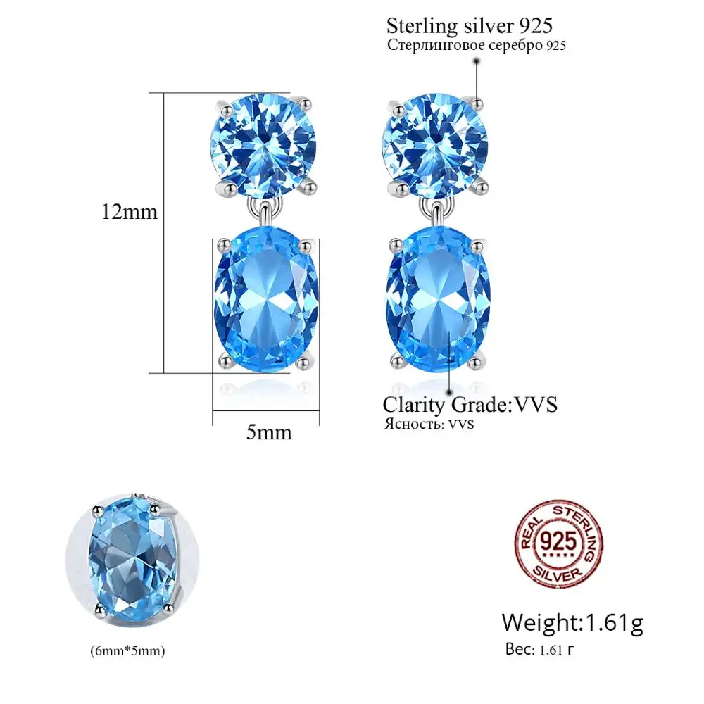 CZCITY Luxury Blue Topaz Drop Earrings for Women Wedding Engagement Fine Jewelry Silver Brincos Joyeria Fina Para Mujer SE0432 | Украшения