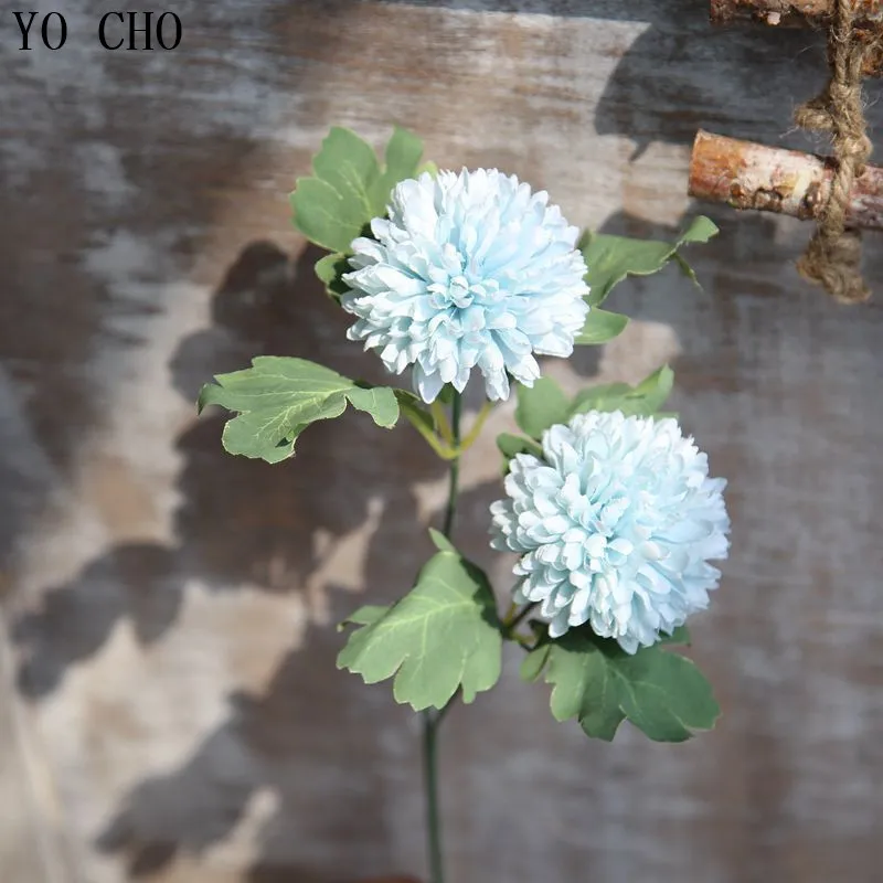 YO CHO 5 Colors 3 Branches Silk Flowers Artificial Dandelion Hyacinth Simulation Flower Outdoor Garden Office Home Flower Plant images - 6