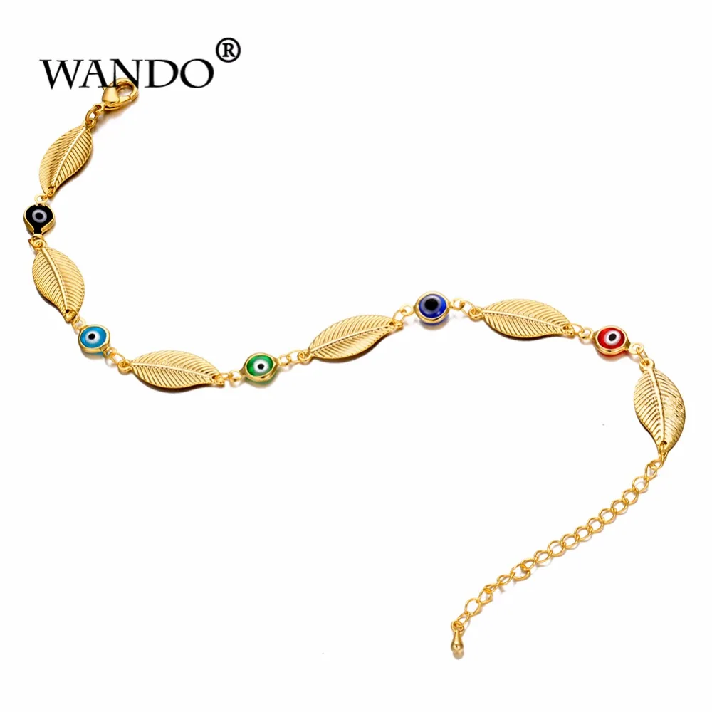 WANDO 20 см + 6 очаровательный браслет Женский Золотой от сглаза Арабский Браслет для