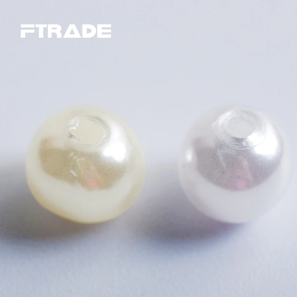 Имитация жемчуга из АБС-пластика белый/бежевый цвет с прямым отверстием для