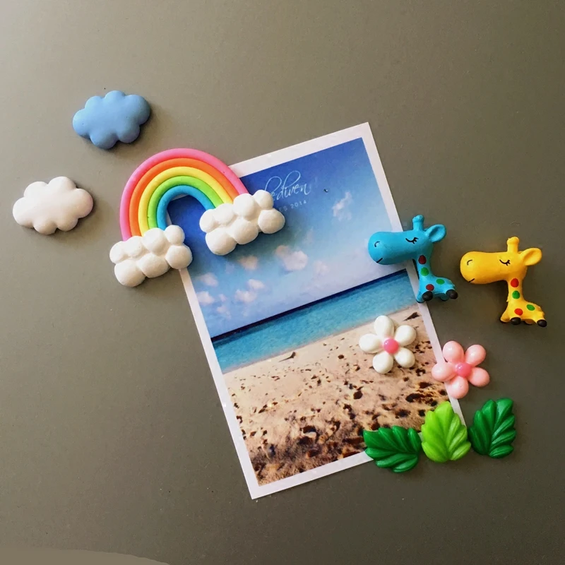 3D Творческий мультфильм стерео Радуга облака Небольшой Магнит на холодильник с