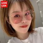 Солнечные очки LeonLion в металлической оправе UV400 для мужчин и женщин, зеркальные классические темные очки в уличном ретро стиле, для вождения, 2021