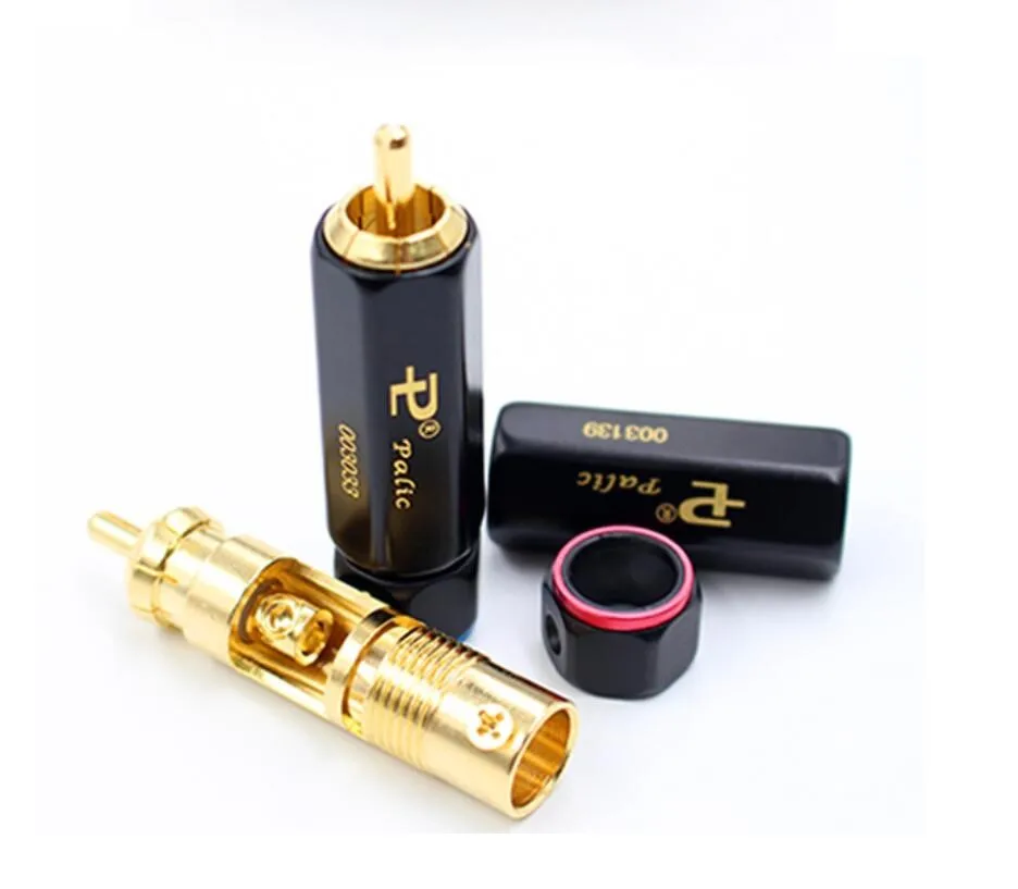 

4pcs Hifi audio Gold plated interconnect Rca Speaker cable RCA plugs Lock Collect Solder A/V Connectors