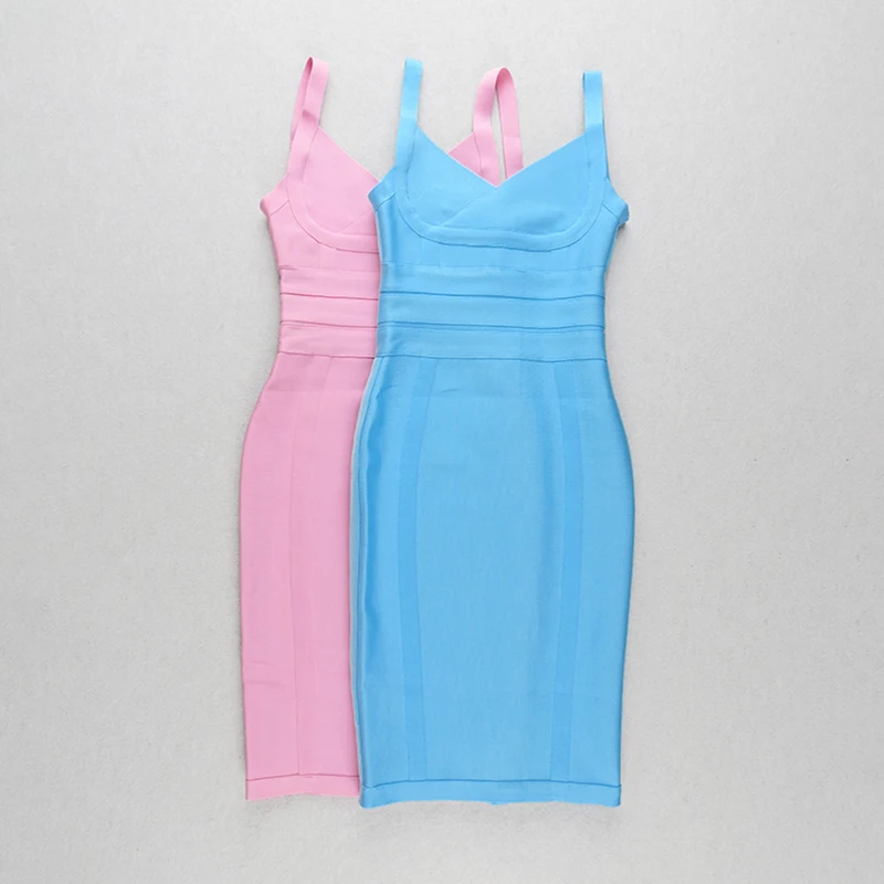 Новое модное женское небесно-голубое розовое Бандажное платье Vestidos Женские Элегантные мини-Клубные Вечерние платья Vestido