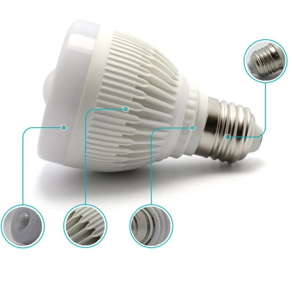 Светодиодная лампа E27 с инфракрасным датчиком движения 5 Вт 85 265 в|e27 5w|led lampsensor led lamp