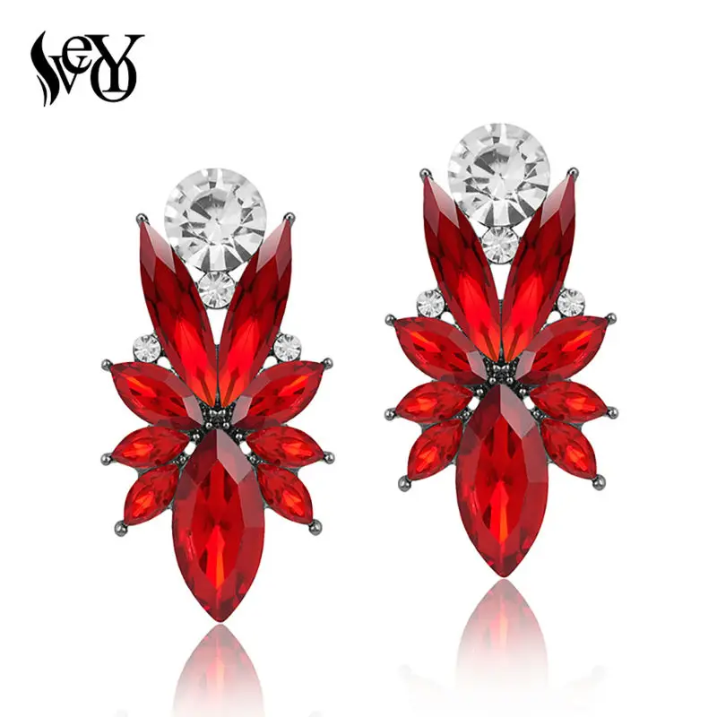 

VEYO Hyperbole Crystal Stud Earrings For Woman 8 Colors Trendy Earrings Fashion Jewelry Gift