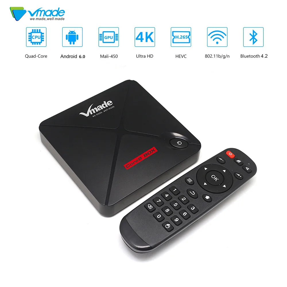 V9 PRO Android 6,0 ТВ Box Amlogic S912 4 ядра Smart ТВ контейнер под элемент питания 2 Гб оперативной памяти, 16 Гб встроенной памяти, Bluetooth 4,2 Поддержка H.265/H.264 MPEG-1/2/4 Декодер каналов кабельного телевидения