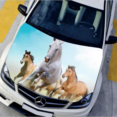 022Horse Наклейки для автомобиля, защитные пленки для капота, HD животные, тигр, внешние аксессуары, наклейки, автомобильные аксессуары, 135*150 см - Название цвета: 022Horse