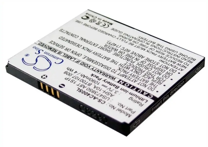 

Cameron Sino 1090mah battery for ACER beTouch E400 E400B neoTouch P400 ASH-10A US473850 A8T 1S1P