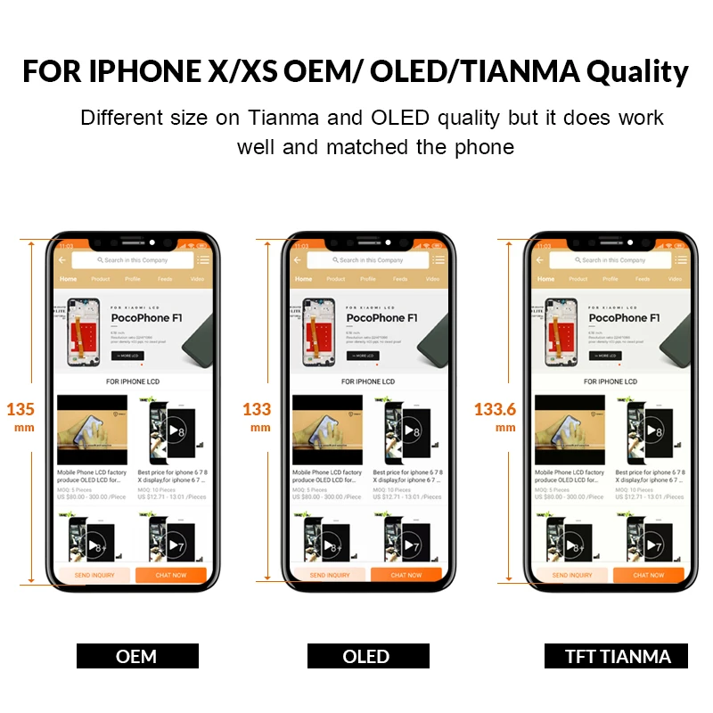 Grade For iPhone X S Max XR LCD Display For Tianma OLED OEM Touch Screen With Digitizer Replacement Assembly Parts Black enlarge