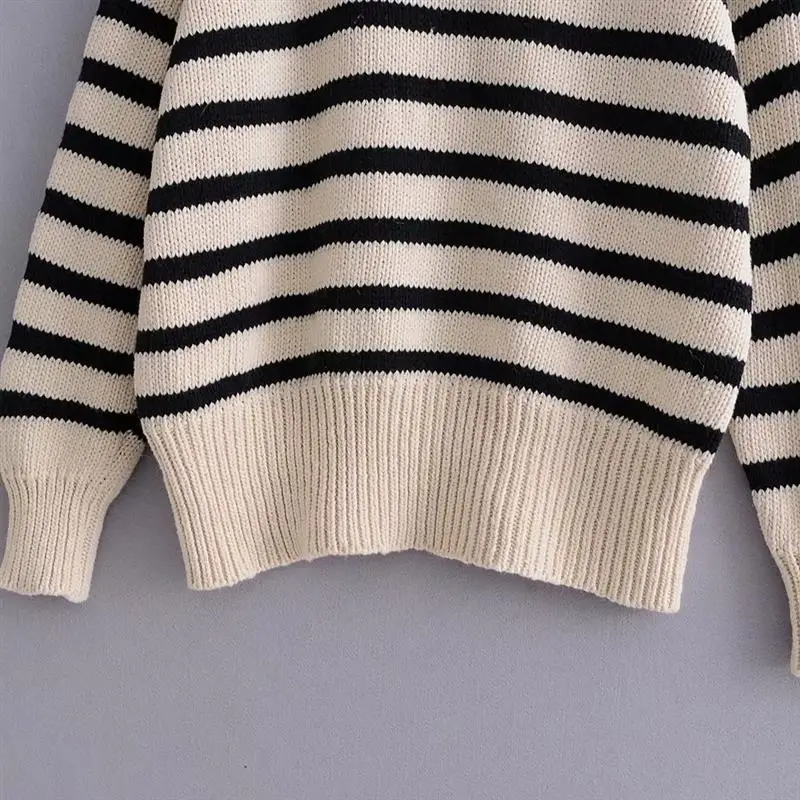 Женский вязаный свитер с высоким воротником винтажный Свободный пуловер длинным