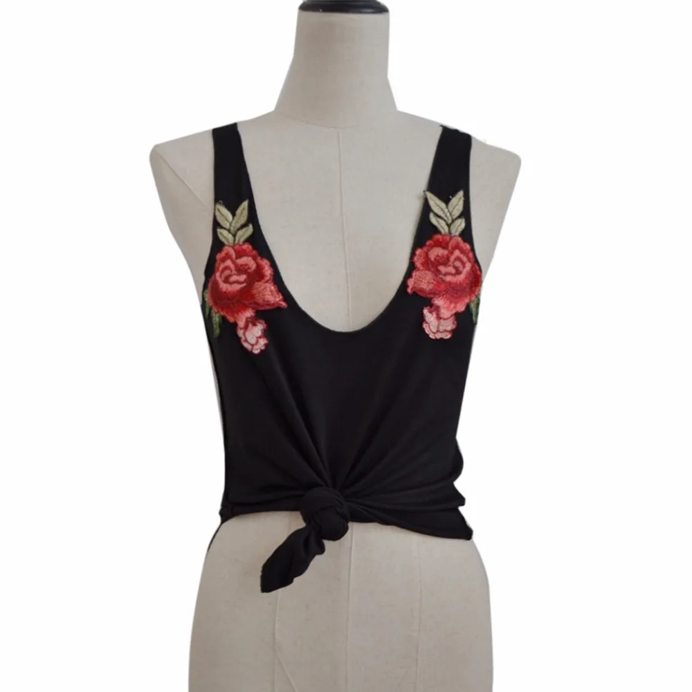 Новые пикантные летние Для женщин Женская Цветочная вышивка бюстье топы из