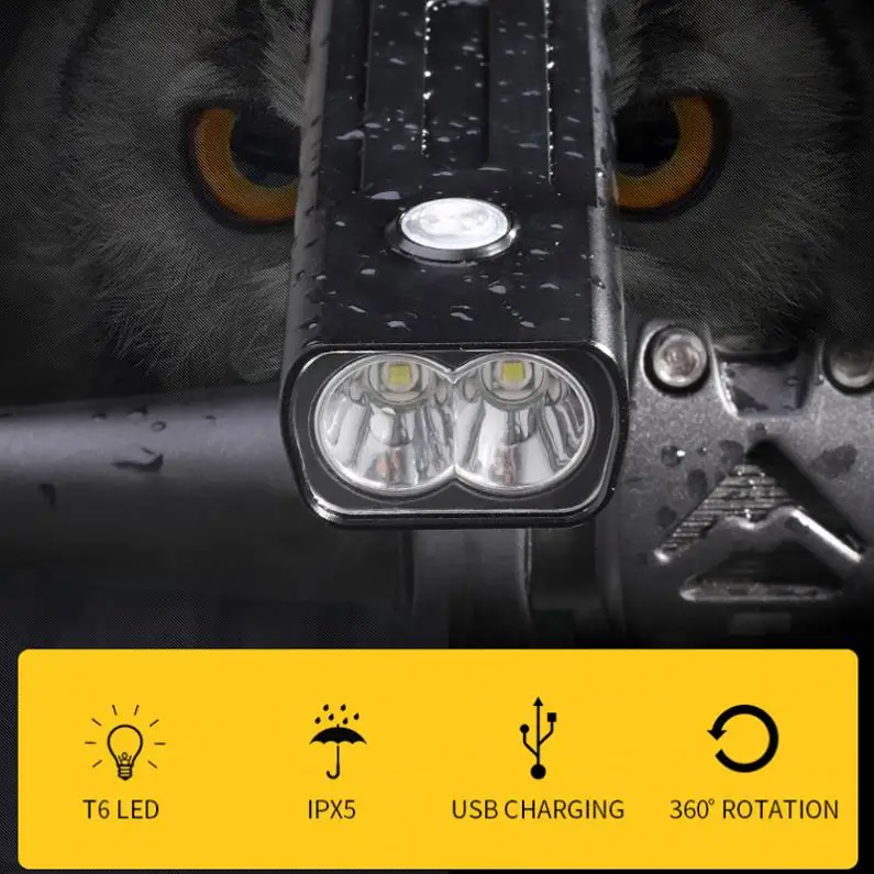 Фонарь велосипедный Аккумуляторный с кронштейном 360 лм зарядка по USB | Спорт и