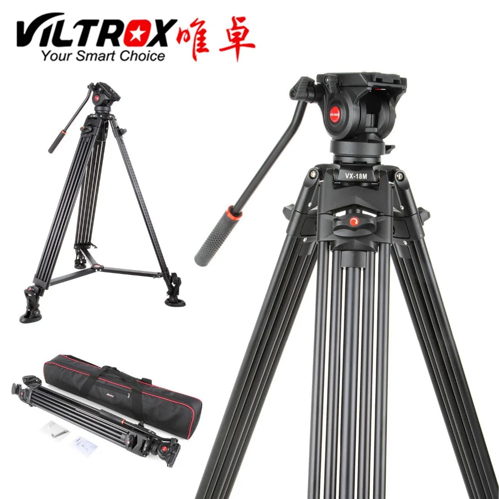 Viltrox VX-18M 1,8 м Профессиональный усиленный со стабилизатором алюминиевый нескользящий видео штатив+ жидкая сковорода головка+ сумка для переноски для камеры DV