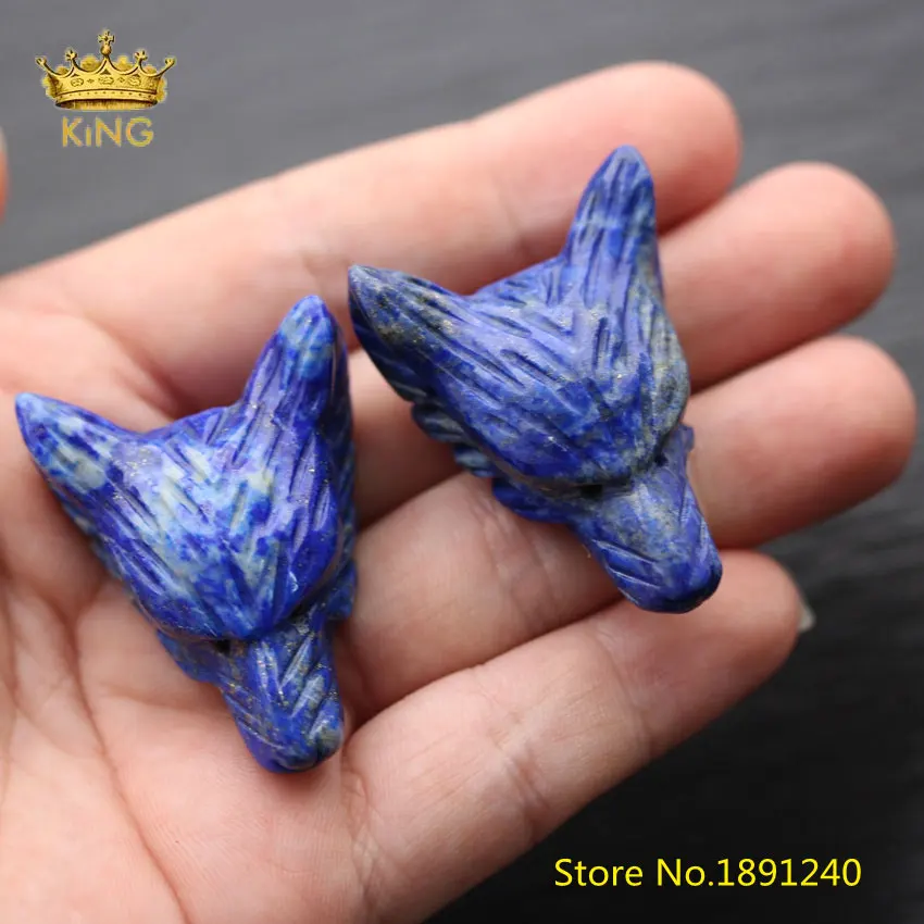 Lapis Lazuli 3 шт. 30x40 мм Волчья Голова подвеска с черным коженным ремешком, большие отверстия резные каменные подвески волчьи головы декор с животными аксессуары XG13 - Окраска металла: Lapis Lazuli