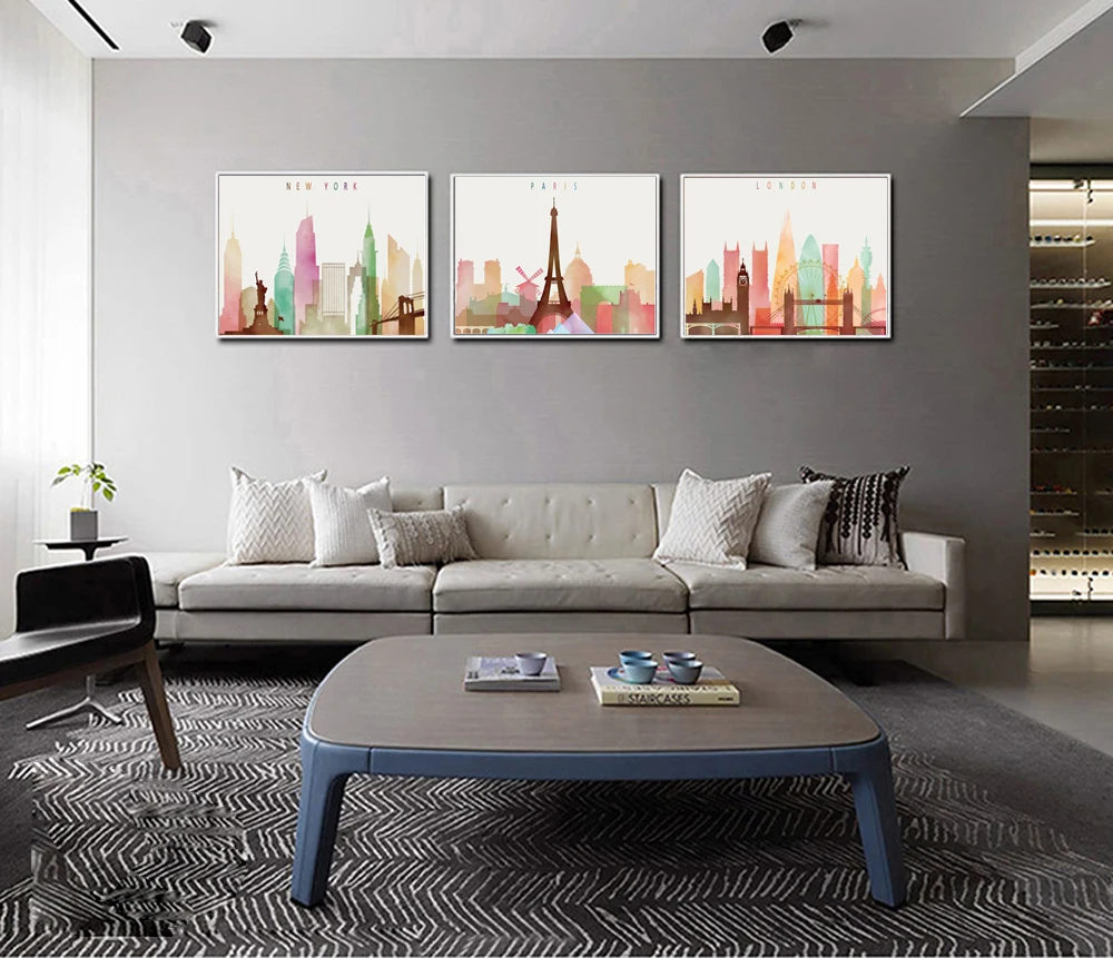 Простота холст Художественная печать картина цветного города Нью Йорк Лондон