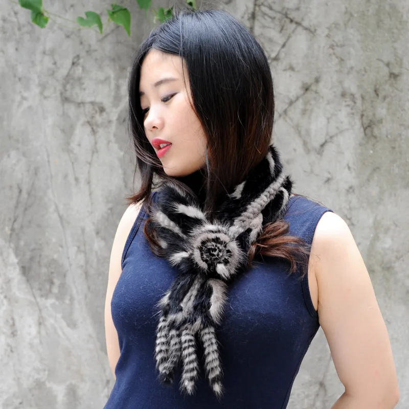 CX-S-70H Женский вязаный шарф из натурального меха норки зимний женский |