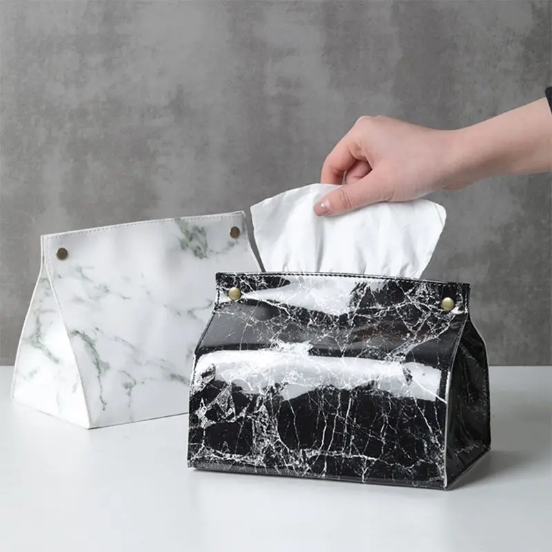 Коробка для салфеток с мраморным узором из искусственной кожи дома и автомобиля