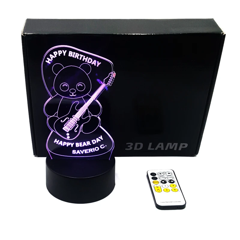 3D лампа с милым медведем Светодиодные ночные светильники дизайн животных день