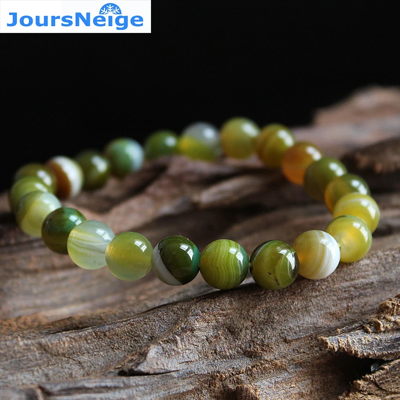 

JoursNeige Natural Yellow Green Stone Bracelets 8mm Beads for Men Women Single lap Crystal Jewelry Accessories
