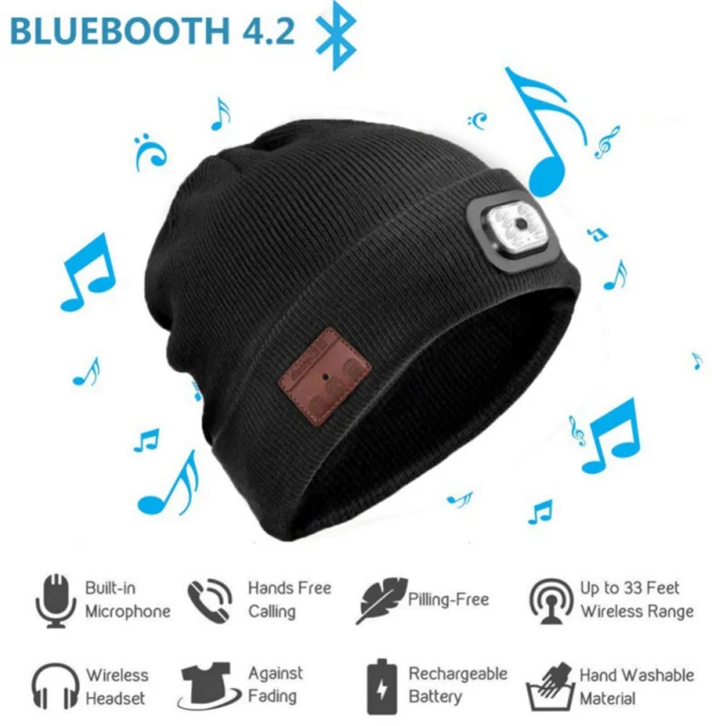 СВЕТОДИОДНЫЙ беспроводной зимняя шапка с Bluetooth Вязание Smart Talk Музыка гарнитура наушники для спорта шапочки согревающие наушники Динамик Микрофон