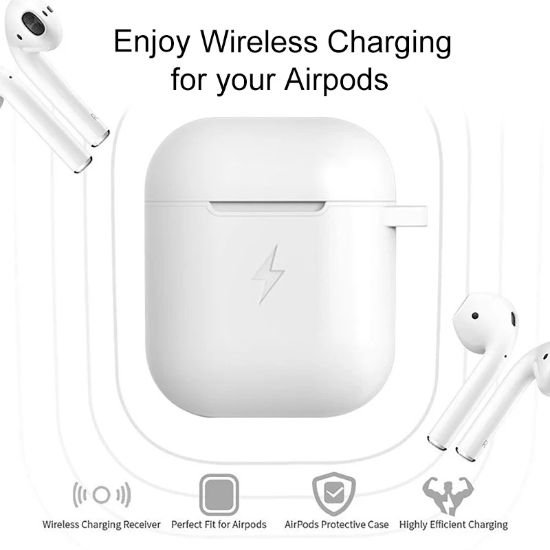 Беспроводное зарядное устройство Qi чехол для наушников Apple AirPods силиконовый
