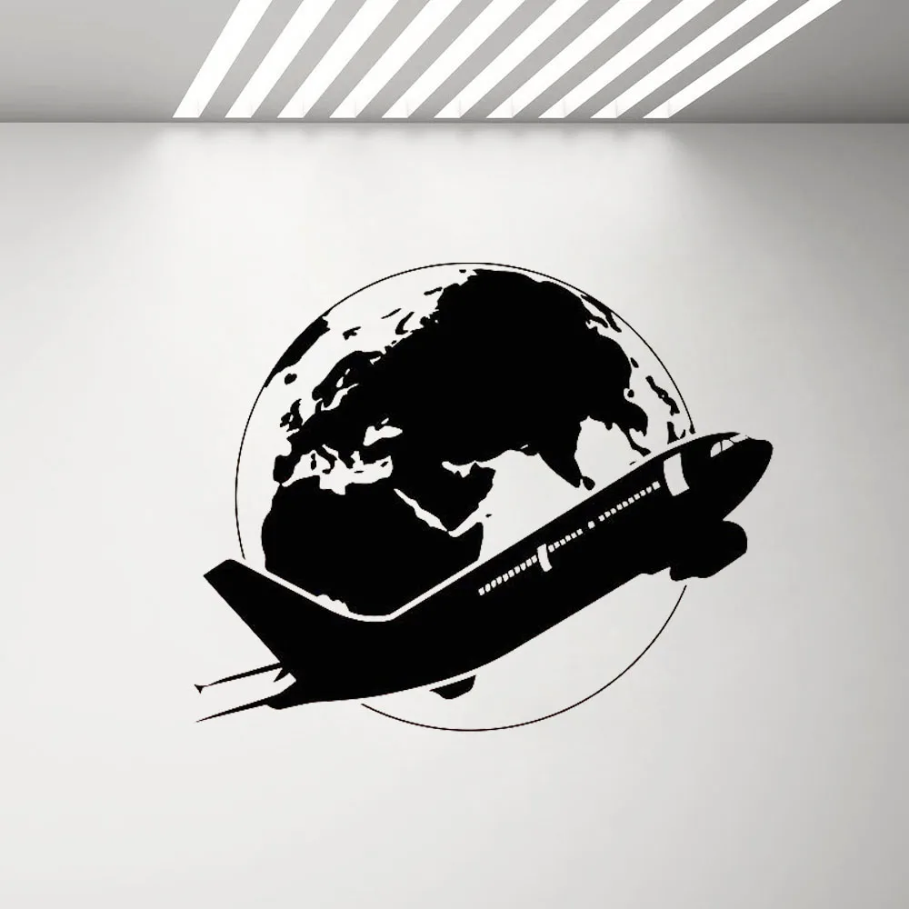 Самолёт по всему миру наклейка на стену самолёт воздушный автобус Виниловая