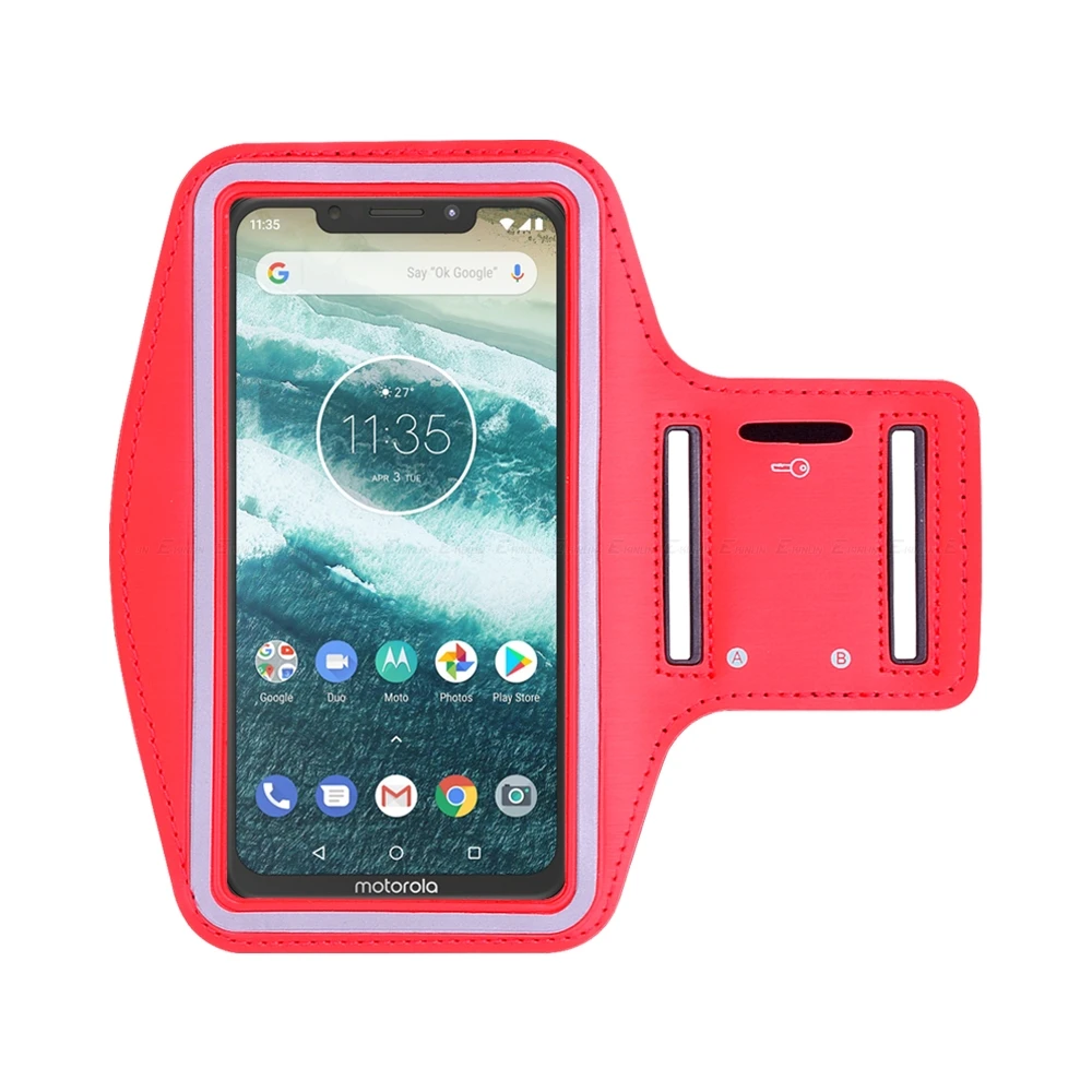Спортивный Чехол для бега, велоспорта, сумка для телефона Motorola Moto, One vision, Action power Zoom Macro P50 P30 Play Note, чехол на руку - Цвет: Красный