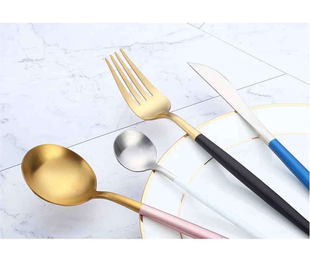 Набор радужных столовых приборов из нержавеющей стали 4 шт./компл.|Столовые