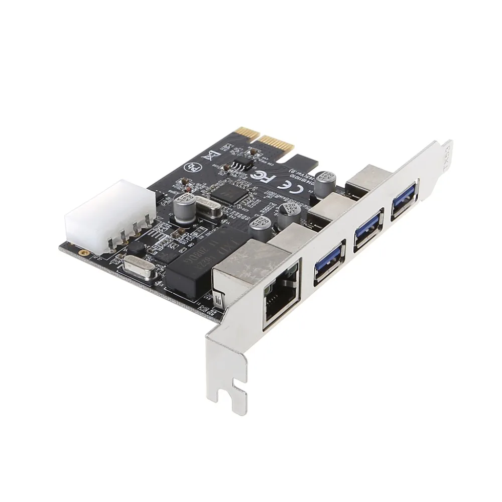 Сетевая карта 1000M Gigabit Ethernet контроллер PCI E Multi I/O USB3.0 3 порта|Сетевые карты| |