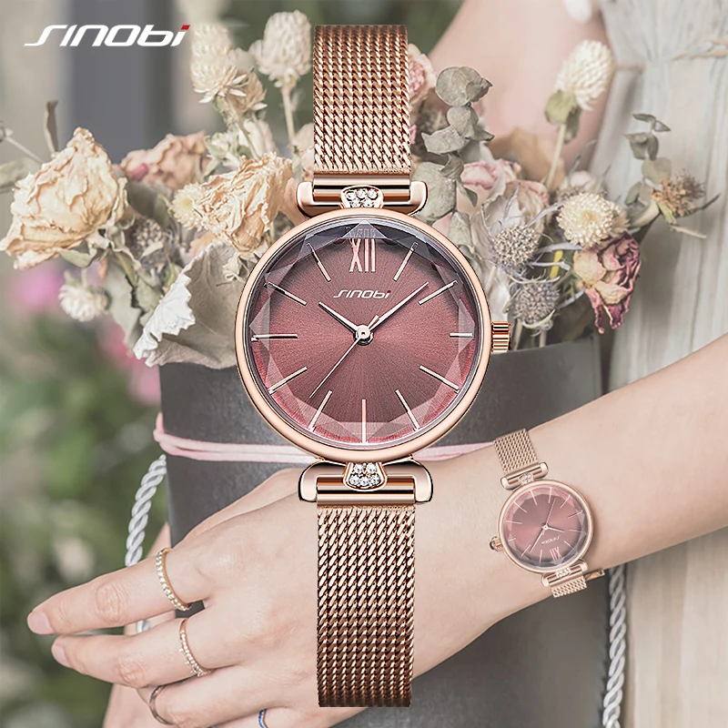 

SINOBI Luxury Women Quartz Watches 6.5MM ultra-thin Waterproof Dial Wristwatches For Montre Femme 2022 Female Bracelet Watch