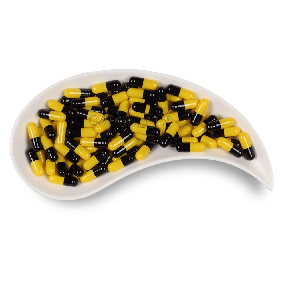 Размер 00 5000 шт/коробка пустые Соединенные желатиновые капсулы темно и желтые|gelatin