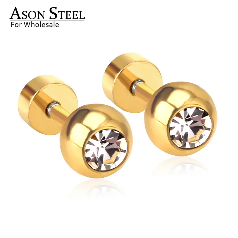 Женские серьги гвоздики из нержавеющей стали с фианитом|Серьги-гвоздики| |